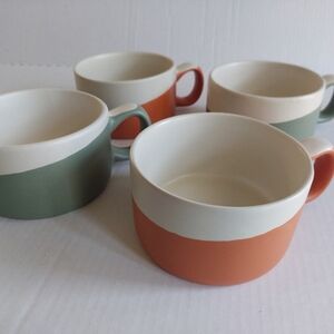 New Set Of 4 FALL SOUP Mugs Bowls Oversized Coffee Cup DASH THAT BRAND (B)